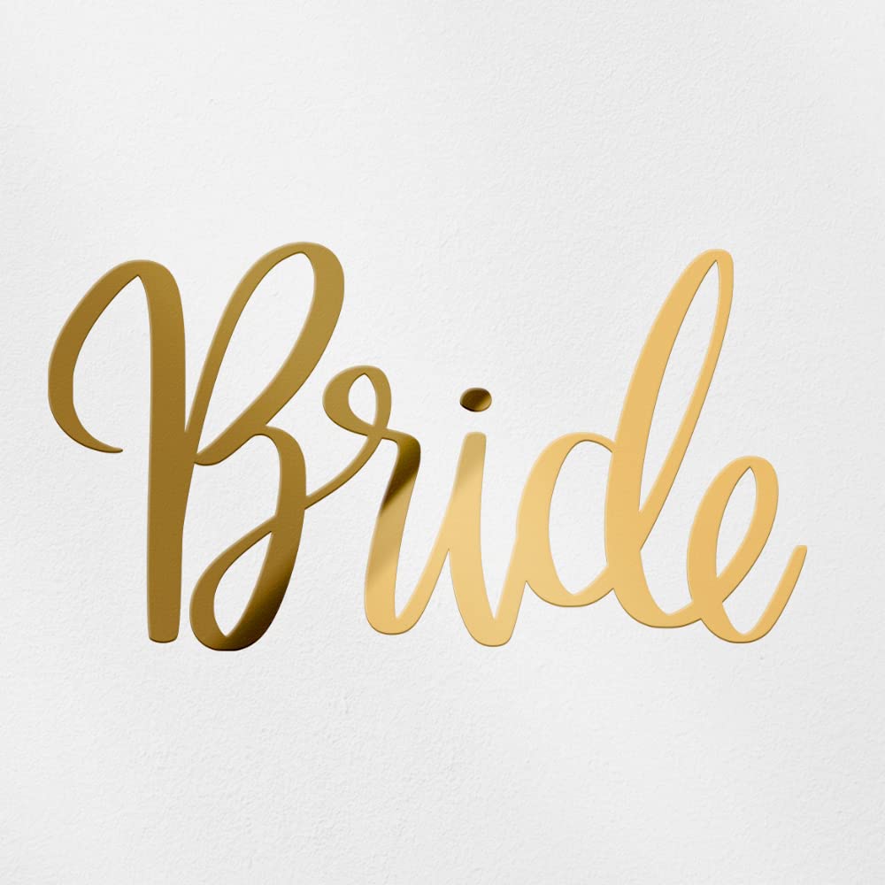 Decal Stickers of Bride (Metallic Gold) (Set of 2) Premium Waterproof Vinyl Decal Stickers for Laptop Smartphone Car Dirt Bike Wall Room Mason Jar