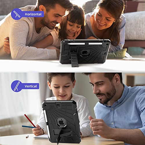 SIBEITU iPad 9.7 Case with Pencil Holder 2018/2017 | iPad 6th Generation Cases with Stand | iPad 5th Generation Case for Kids | Slim Shockproof Protective Case for iPad 9.7 inch 5th/6th Gen Black