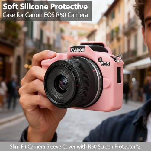 Funda de silicona para cámara Canon EOS R50, color Jelly Pink miniatura 2