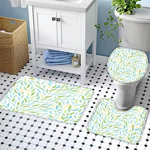 Badezimmerteppich-Set 3Teilig Geometrie rutschfest Waschbar Badematte Badezimmer Weich Mikrofasern WC-Deckelbezug… – Bild 3