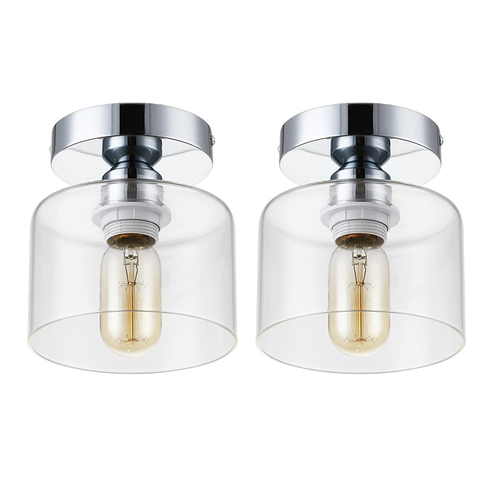 2 Pack Modern Semi Flush Mount Ceiling Light Rustic Ceiling Light Fixture for Closet Hallway Kitchen Dining Room