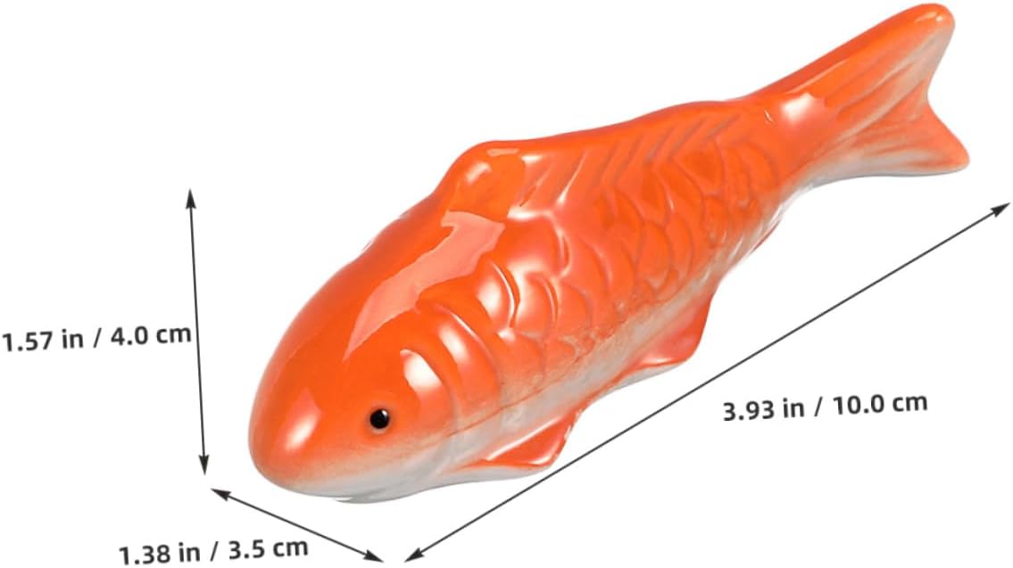 POPETPOP 3pcs Ceramic Koi Fish Floatable Figurines Realistic Floating Fish Aquarium Decorations for Indoor and Outdoor Garden Includes Red Red-Spotted Frog Leaf