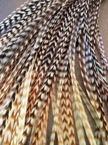Hair Feathers Kit, 20 Long Feather Extensions with beads and loop tool, 100%