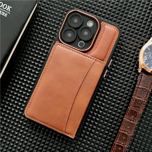 Housse en cuir pour iPhone 14 Plus LVTFCO marron