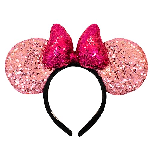 Tiara Laço Roxo Orelhas Rosa Minnie Lantejoulas Disney
