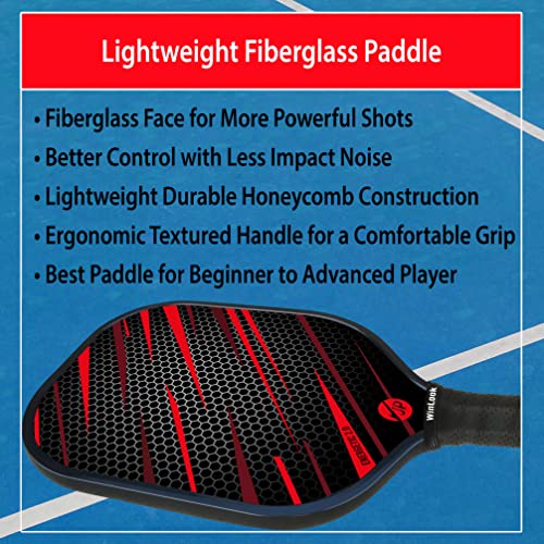 JP WinLook Pickleball Paddle Set of 2 - Fiberglass Pickleball Paddles for Women & Men with 3 Pickleball Balls for Indoor or Outdoor Play. Pickleball Set Includes 2 Rackets, 3 Pickleballs, 1 Carry Bag - Thumbnail 3