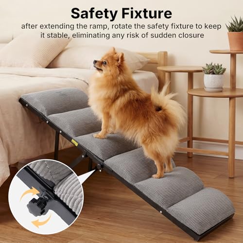 image for Veehoo Dog Ramp for Bed Couch Height Adjustable from 12
