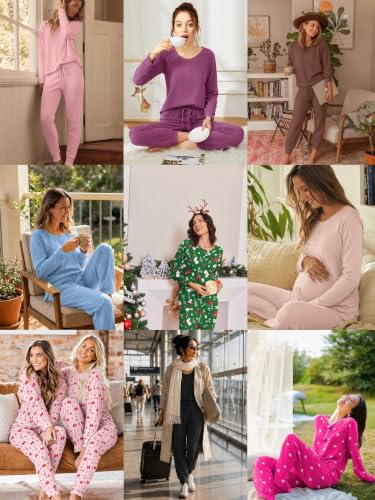 Ekouaer Pajamas Womens 2 Piece Long Sleeve Top and Pants Loungewear Pj Sets - image 6
