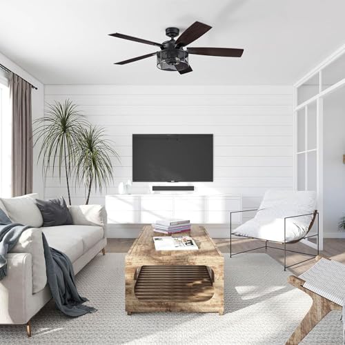 Honeywell Carnegie Industrial Ceiling Fan w/ LED Light, Matte Black, 52 In - image 7