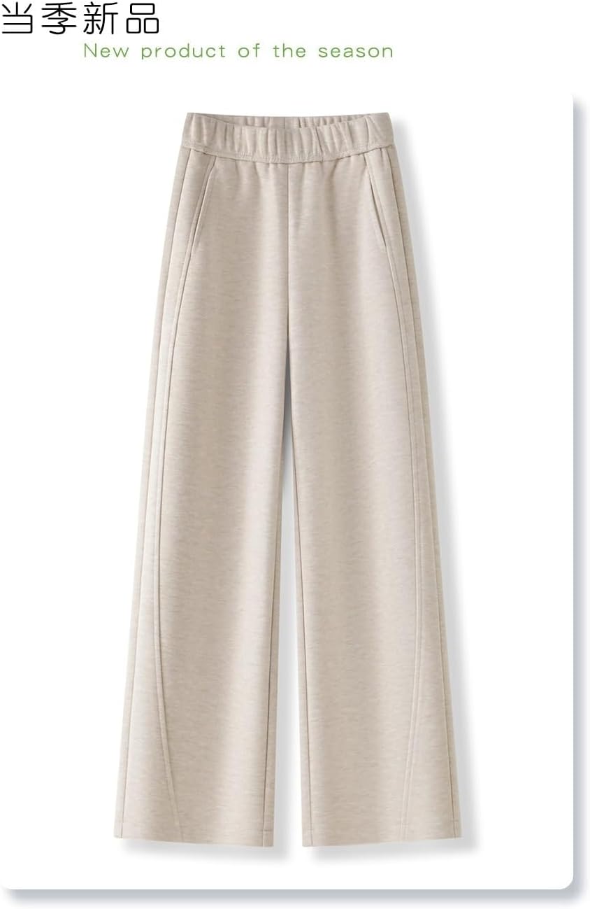 Women's Fall High Waist Loose Woolen Casual Straight Wide Leg Pants