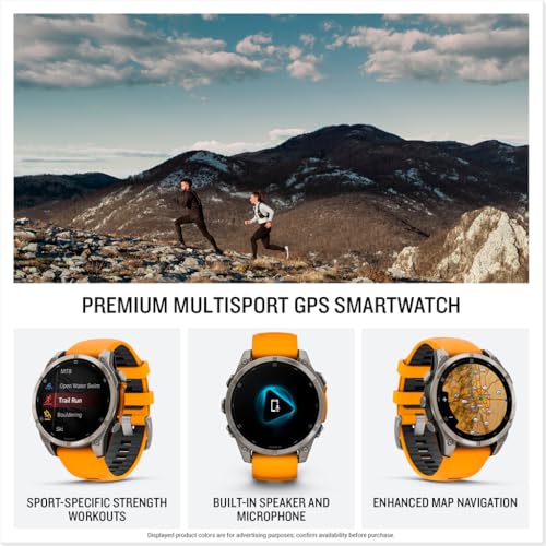 Image of Garmin fēnix 8 - 47 mm, AMOLED, Sapphire, Premium Multisport GPS Smartwatch, Long-Lasting Battery Life, Dive-Rated, Built-in LED Flashlight, Titanium with Spark Orange /Graphite Band