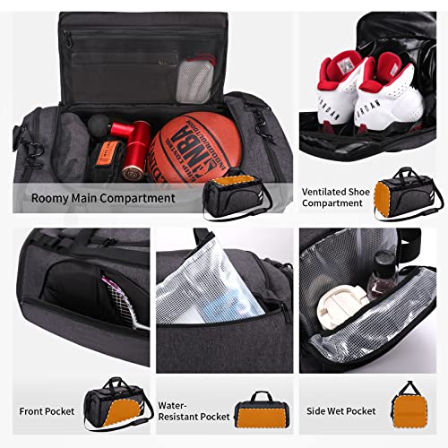 Bertasche Gym Bag Convertible Duffle Bag Backpack With Shoe Compartment For Sport, Gym, Travel, Weekend, 50L #TOP5