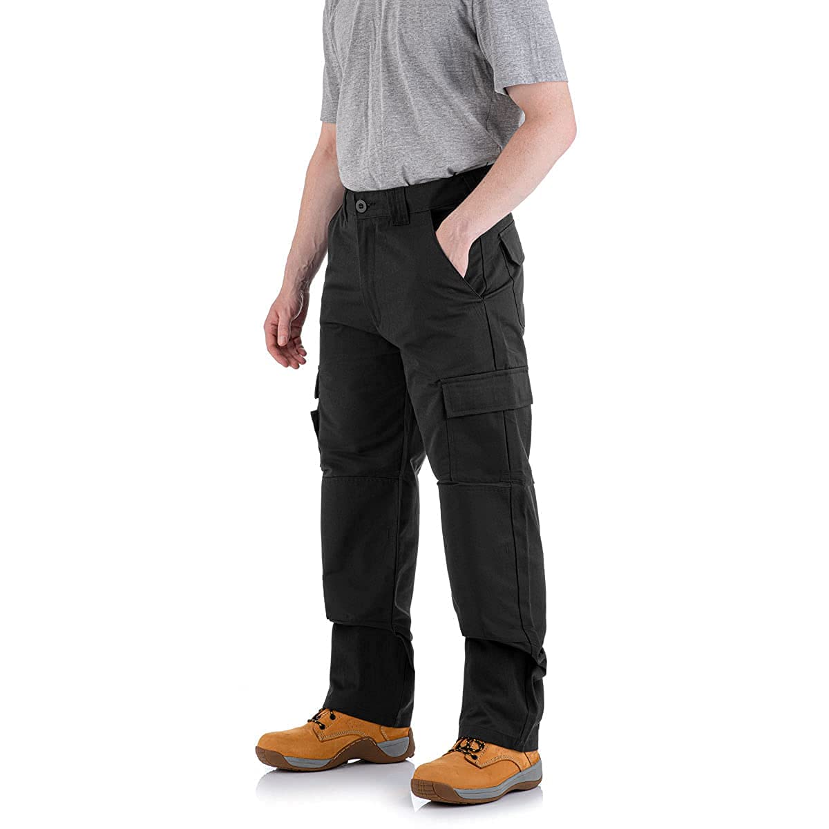 Wrightfits Men's Black Cargo Work Trousers For - & Navy - Heavy Duty Safety Combat Cargo Pants - Cargo & Knee Pads Pockets Triple Stitched - Durable Workwear (38W X 29L, ) Large