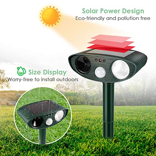 Humutan Ultrasonic Dog Mosquito Repellent, Outdoor Powered and Non-Windproof ultrasonic pest Repellent, cat Repellent with Motion Sensor and cat, Dog, Bird and Skunk Flash Sound generators