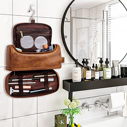 Personalized Toiletry Bag For Men, Husband, Boyfriend, Dad Large Capacity Pu Leather Travel Dopp Kit Handcrafted Custom Name Unique Gift For Birthday| Fathers Day| Anniversary| Wedding Groomsmen Gifts #TOP2