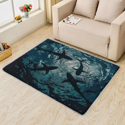 Tapete decorativo azul 91x122 cm, antideslizante y lavable miniatura 2