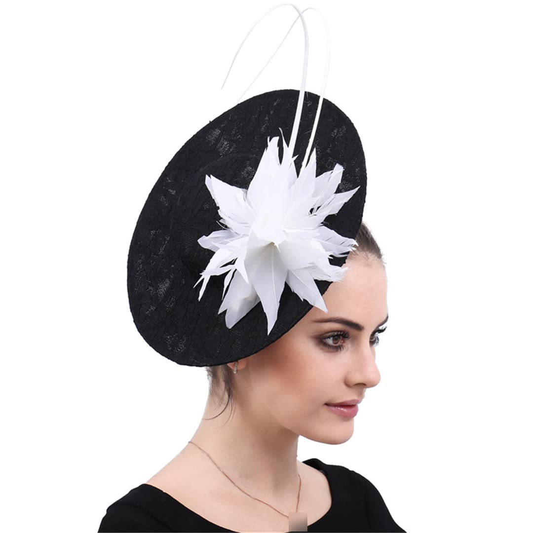 Lmtossey Sombrero De Plumas para Mujer, Tocado De Flores Decorativas para Mujer, Tocado, Accesorios Nupciales para El Cabello De Boda