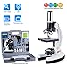 AmScope 120X-1200X 52-pcs Beginner Microscope STEM Kit with Metal Body Microscope, Plastic Slides, LED Light and Carrying Box (M30-ABS-KT2-W),White