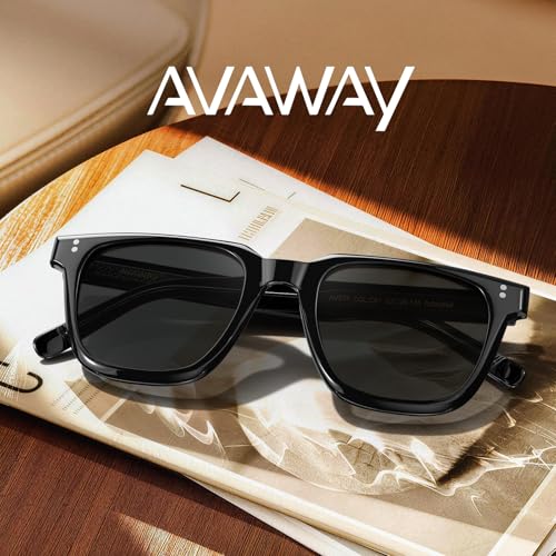 Image of AVAWAY Polarized Sunglasses for Men UV Protection, Square Acetate Frame Outdoor Driving Sun Glasses