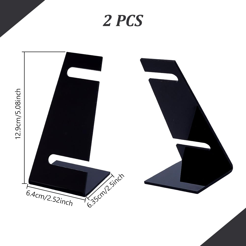 AHANDMAKER 2Pcs Black Acrylic Watch Display Stand, 2.5 x 2.52 x 5.08 inch L-Shape Single Watch Display Holder Bracelet Display Rack Jewelry Holder for Men Women Watch Display Home Decor