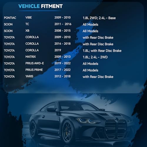 Image of Detroit Axle - Rear Brake Pads for Toyota Matrix Corolla Yaris Prius Prime AWD-e, Pontiac Vibe, Scion tC xB, Ceramic Brake Pads w /Hardware Replacement