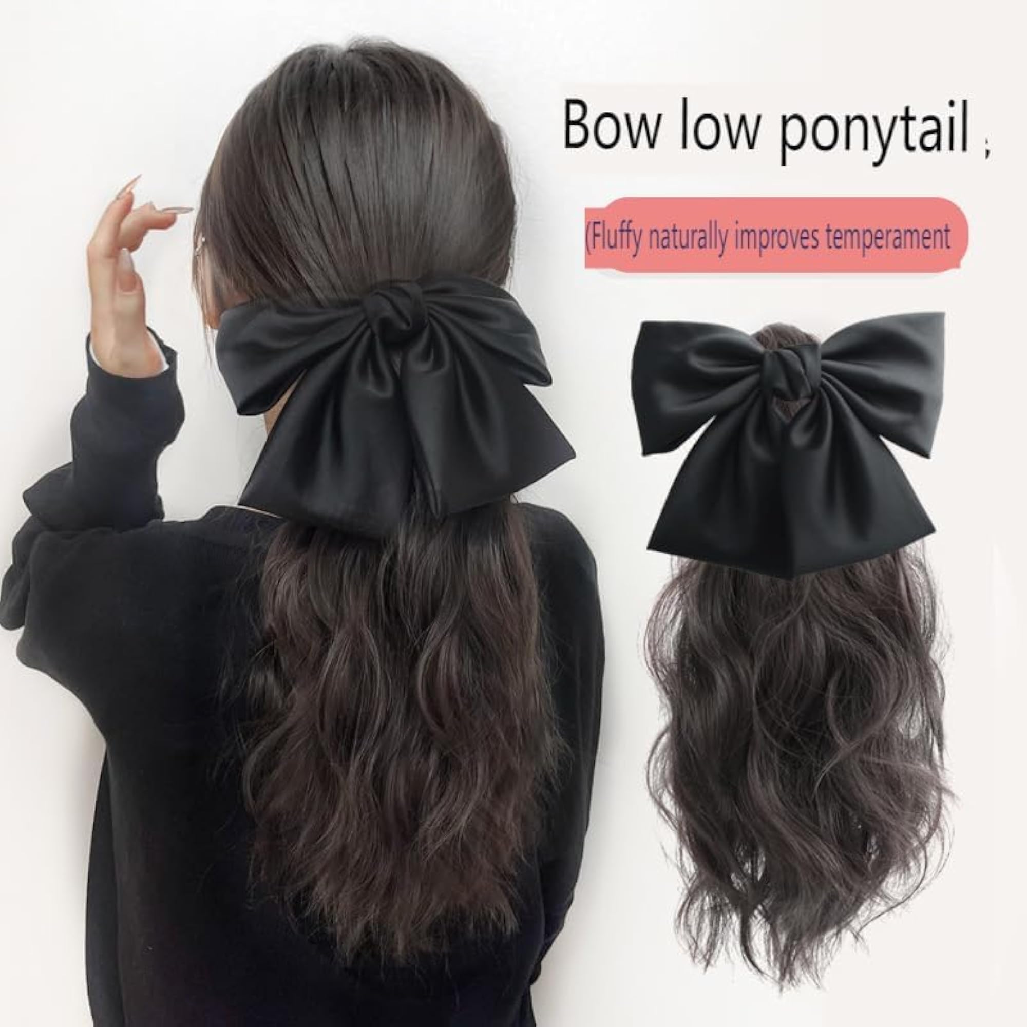 Light Weight Fluffy Ponytail with Large Butterfly Bow Clip