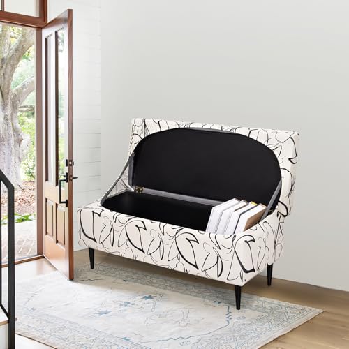 Image of FUANGUI Ottoman Cover Stretch Storage Ottoman Bench Slipcover Printed Folding Storage Bench Ottoman Cover Footrest Stool Slipcover Footstool Protector Cover with Elastic Bottom, Large,84