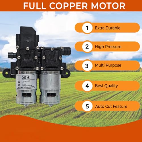 Image of OEM 12V Double Motor Diaphragm Water Pump | 8 LPM High Flow Rate | High Pressure Copper Winding Motor | Auto Cut-Off Agricultural & Sprayer Pump