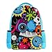 Blauer Rucksack für Jungen, Büchertaschen, Rucksack für Herren, Reise-Handtasche, Tagesrucksack, lustiger Cartoon-Totenkopf-Gitarre, Rock-Musik-Party