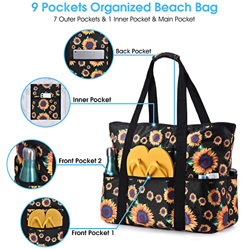 Becokan Beach Bags for Women Large Beach Tote Bag with Pockets by Becokan - Used condition - Image 3