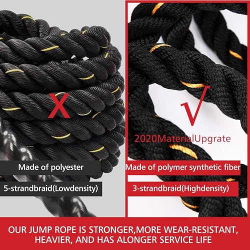 Image of Leosportz Weighted Jump Rope for Boxing - Heavy Skipping Rope for Pro Athelets | 25 mm Thick Battle Jump Rope for Men Women Adults Boxing Pro Training Workout (Black-yellow)