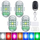 AnnBay 4pcs Wireless LED Strobe Lights with Remote Control, 7 Colors High Brightness Wireless LED Lights for Car,USB Rechargeable Anti-Collision Warning Lights for Car,Motorcycle,Bicycle,Drone