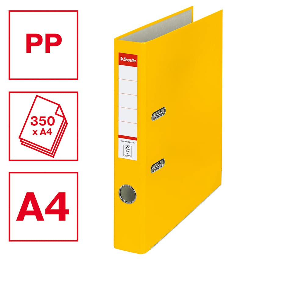 Esselte DIN A4 Ordner, Gelb, 52 mm Rückenbreite, Kunststoff, 1er-Pack, 81191