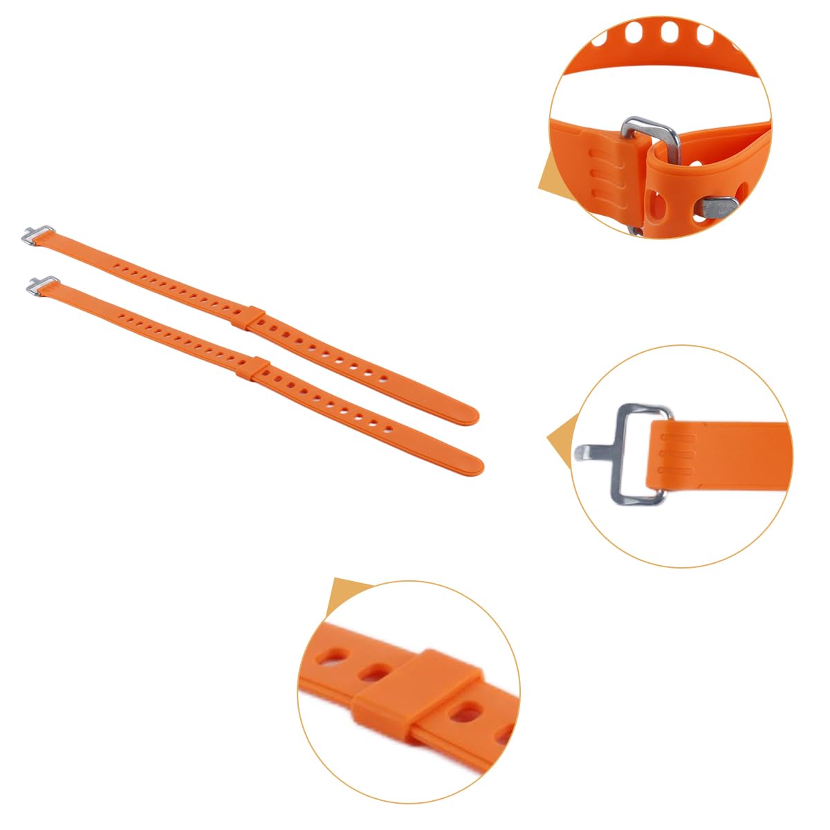Lot de 4 sangles réglables pour raquettes à neige, snowboard, randonnée (orange)