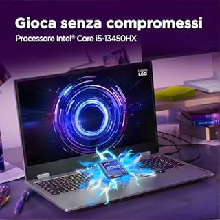 Lenovo LOQ 15" Notebook Gaming, NVIDIA GeForce RTX 5050 8GB GDDR7, Intel Core i5-13450HX, RAM 16GB, 1TB SSD, Schermo 15.6" FHD (1920x1080) 144Hz, Windows 11 Home, Tastiera Retroilluminata - Luna Grey