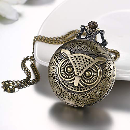 Image of JewelryWe Vintage Pocket Watch Cool Gear Steampunk Retro Pendant Necklace Watches for Men Women Halloween Costumes Daily and Office