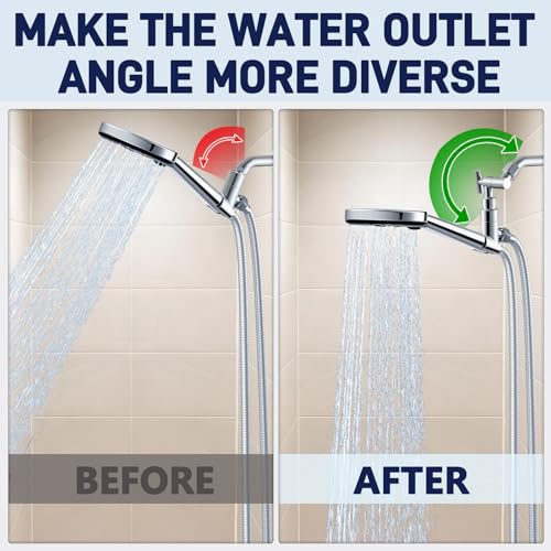 YDmeet All Metal Shower Head Adapter, 360 ° Adjustable Shower Head Extension Arm Connector for Shower Heads- Chrome