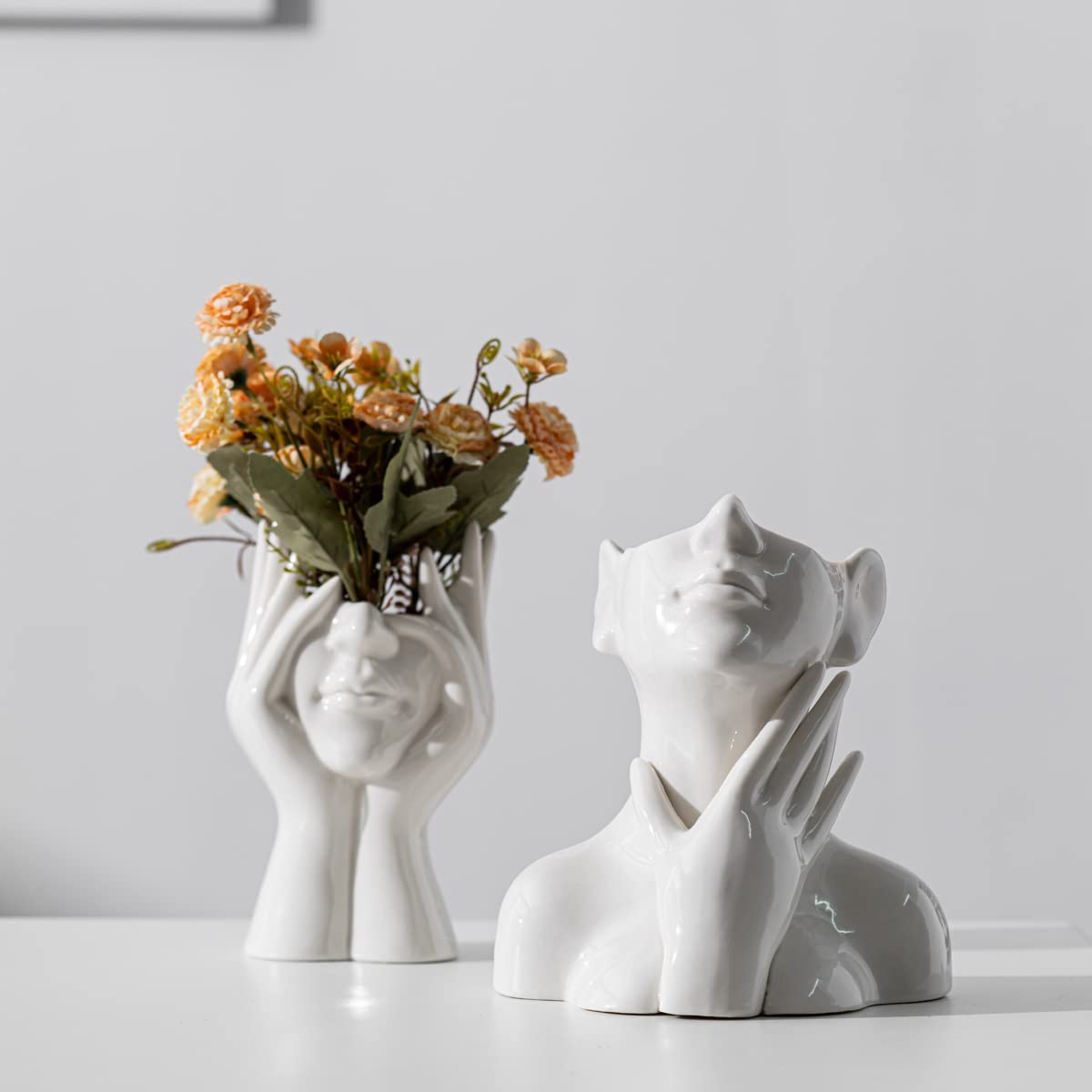 Amazon.com: HOAZIACEHN Ceramic Face Vase Artistic Head Vase