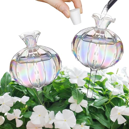 shallyong 2 Stück Bewässerungskugeln Glas, Wasserspender Pflanzenn Bewässerung Glaskugeln, Automatisches Selbstbewässerungssystem für Zimmerpflanzen, Topfpflanzen Innen Deko und Garten