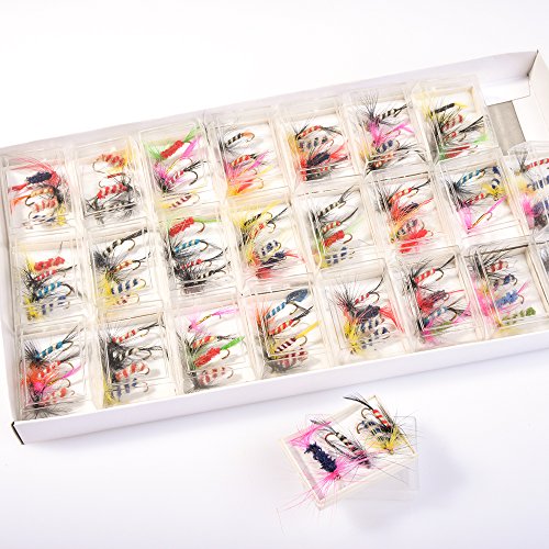 BLISSWILL Flies Kit Fly Hooks Fishing Lures Set Freshwater and Saltwater Dry Flies 96Pcs Colorful Lures Fly Fishing Lures
