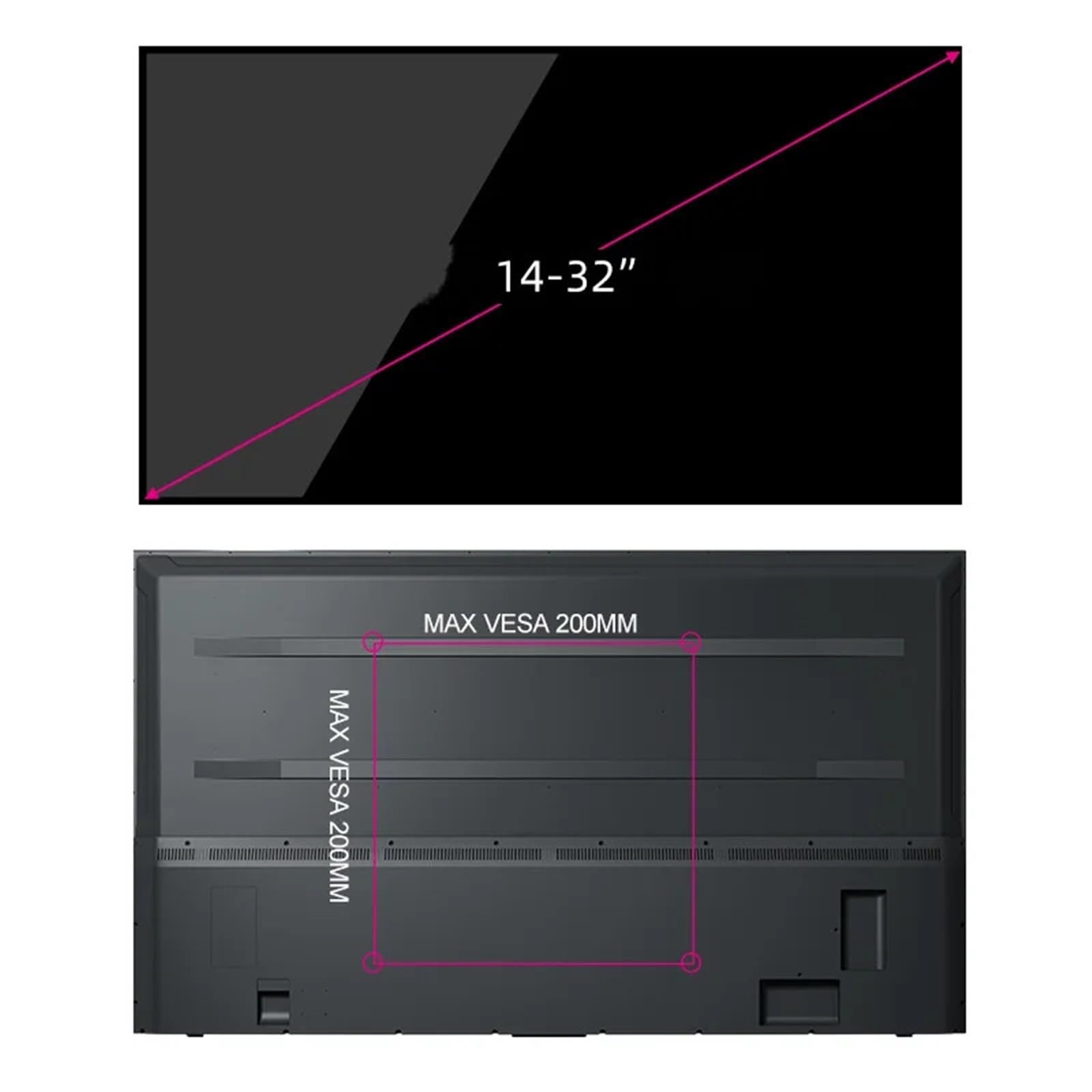 SERDAS Staffa universale per montaggio a parete, a basso profilo, fissa per TV a schermo piatto da 14-32 pollici, universale, per monitor TV a schermo piatto
