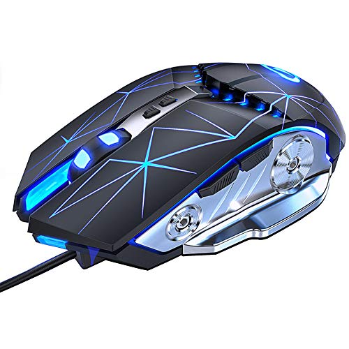 Tioamy Gaming Mouse Wired USB External Mice RGB Multi Colour Silent RGB Mechanical Game Mouse with Light 3200 dpi 7 Buttons for Computer Desktop Laptop PC MAC