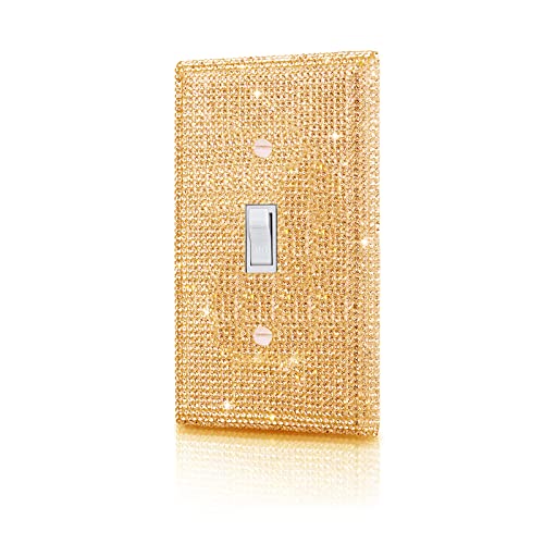 Image of Shiny Golden Rhinestones Wall Plates Light Switch Decorative Cover Plate Single Toggle Rhinestones Outlet Covers Wall Plate Decorative