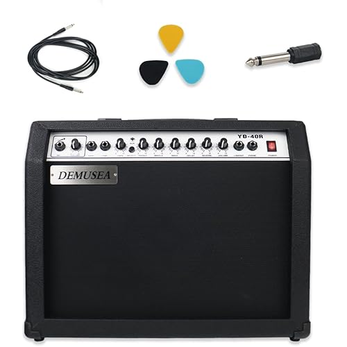 40W Black Guitar Amplifier Combo Band Practice Amp Portable With Dual Inputs, Delay, Reverb,Treble,Middle, Bass, Gain And Mic.Aux.6.5" Speaker,110-240V,50-60Hz. 2 Channels For Overdrival And Clear
