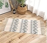 Teppich klein, für Küche, Flur, Badezimmer, WC, Eingangsbereich, Schlafzimmer, Boho Kelim Vintage Teppichbrücken Balkon 60x90 cm (Chevron)