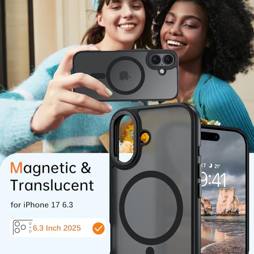 Image of BENTOBEN for iPhone 17 Case, Compatible with Magsafe, Magnetic Case for iPhone 17, Frosted Matte Finish, Scratch-Resistant Hard Back, Shockproof Case Cover for iPhone 17 Case, Black