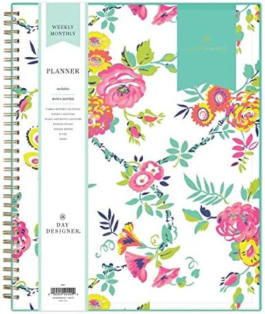 Blue Sky Day Designer for 2021 Weekly & Monthly Planner, Flexible Cover, Twin-Wire Binding, 8.5' x 11', Peyton White