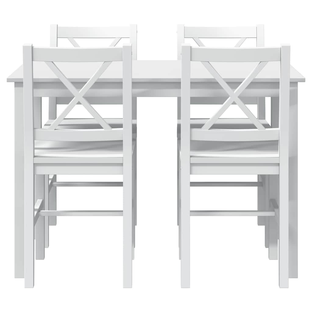 Makastle Ensemble Salle à Manger 5 pcs Blanc Bois de Pin
