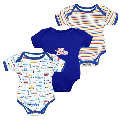 Image of VParents Rompers for New Born Baby Girl & Boy (Pack of 3), 100% Cotton Half Sleeve Romper /Bodysuit /Jumpsuit /Onesies /Sleepsuit For Infants & Toddlers, Comfortable Daily Wear Clothes For Babies