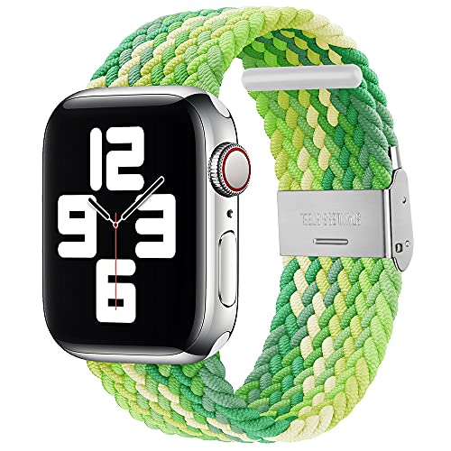 Tressé Compatible avec Apple Watch Band 38mm 40mm 42mm 44mm pour iWatch Series 6 5 4 3 2 1 SE (Dégradé de couleur vert, 38mm/40mm) Cover